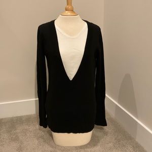 Gap Vintage V-Neck Tunic Style Sweater, Black, Size S